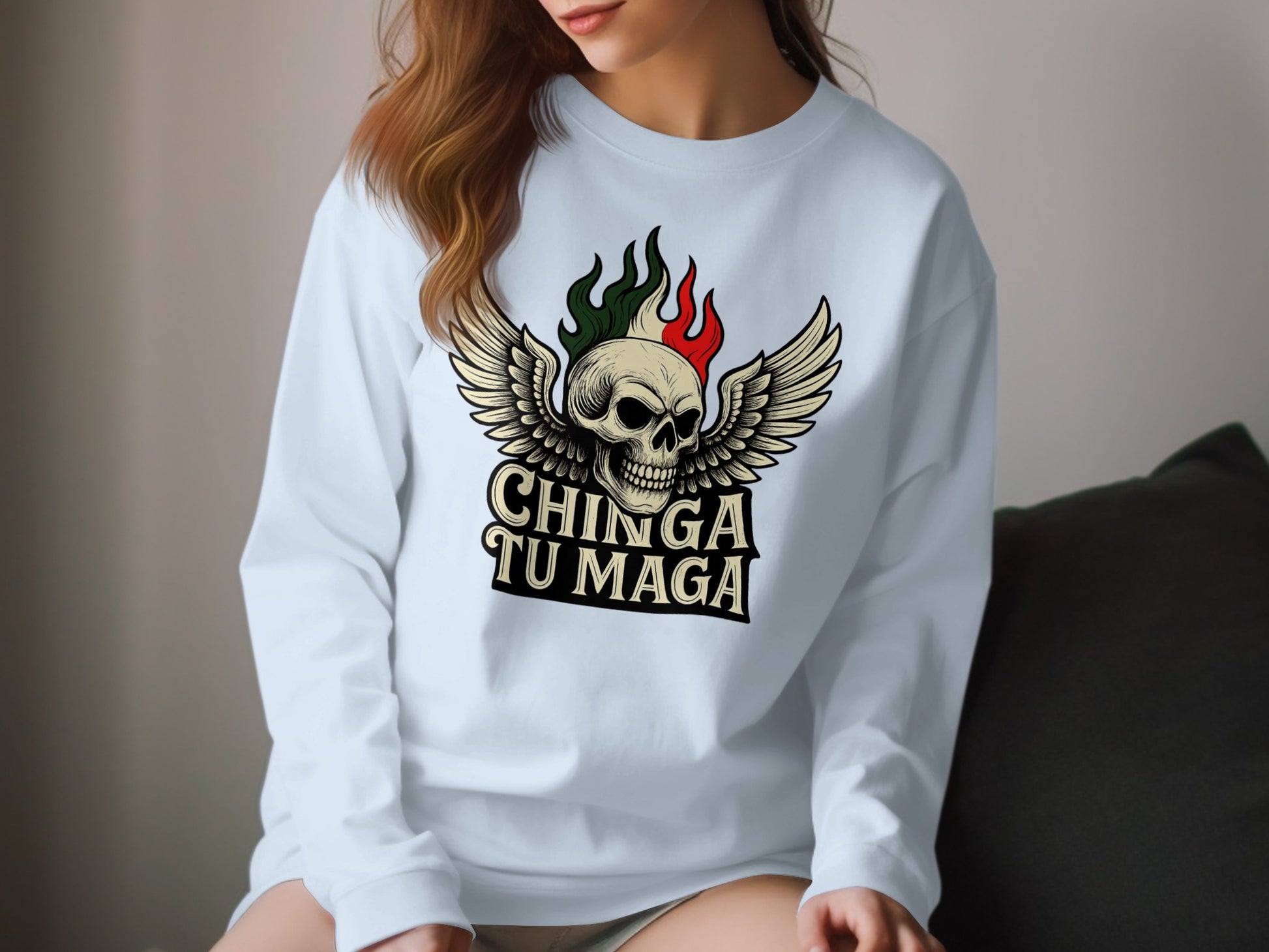 Ching a Tu Maga Skull with Wings Graphic Shirt