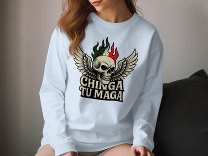 Ching a Tu Maga Skull with Wings Graphic Shirt