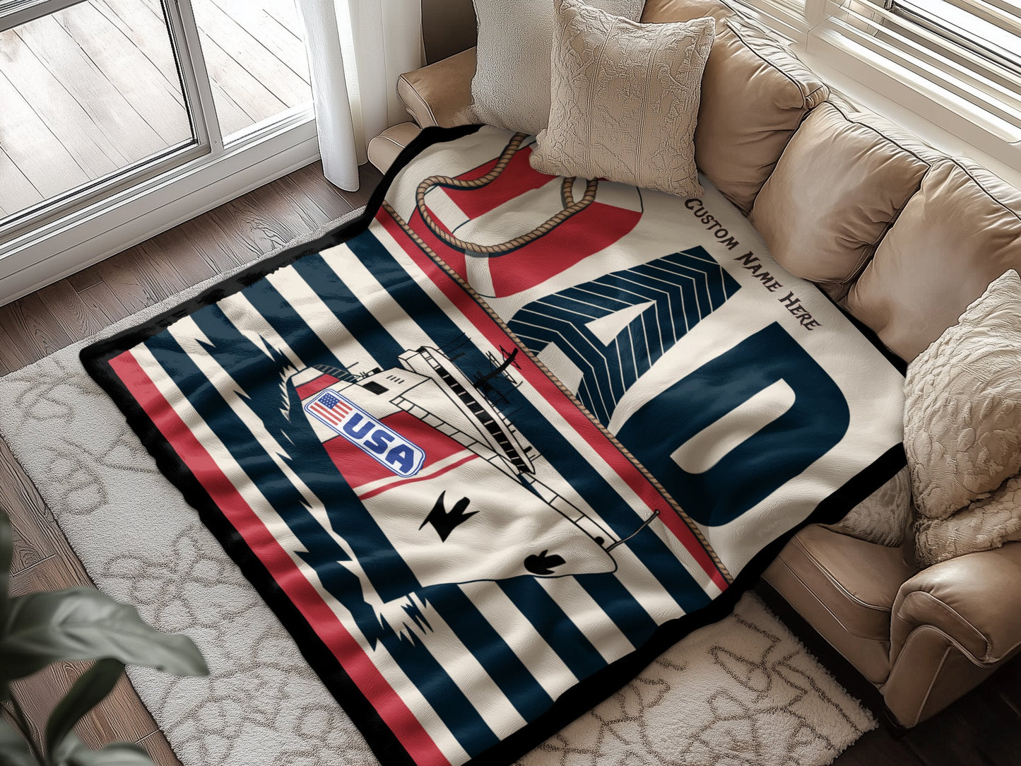 Personalized USA Cruise Ship Dad Blanket product