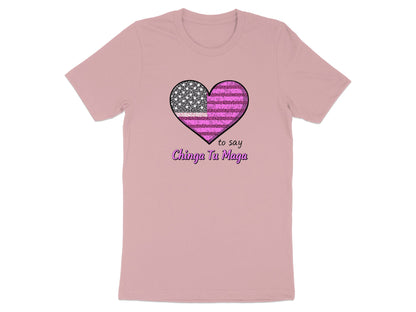 Heart Shaped Design with Pink Stripes Say Chinga Tu Maga