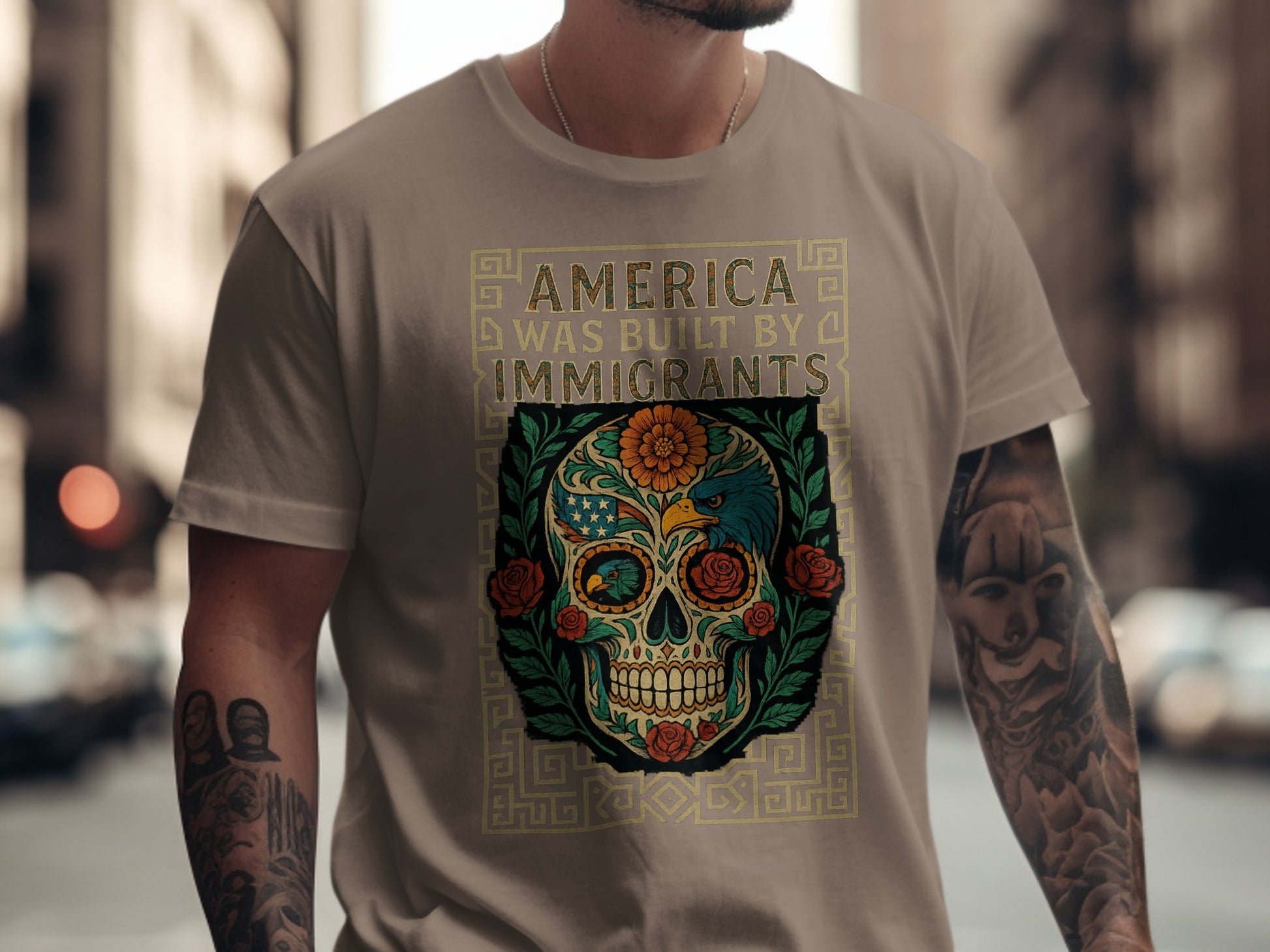 America Was Built By Immigrants Skull T-shirt