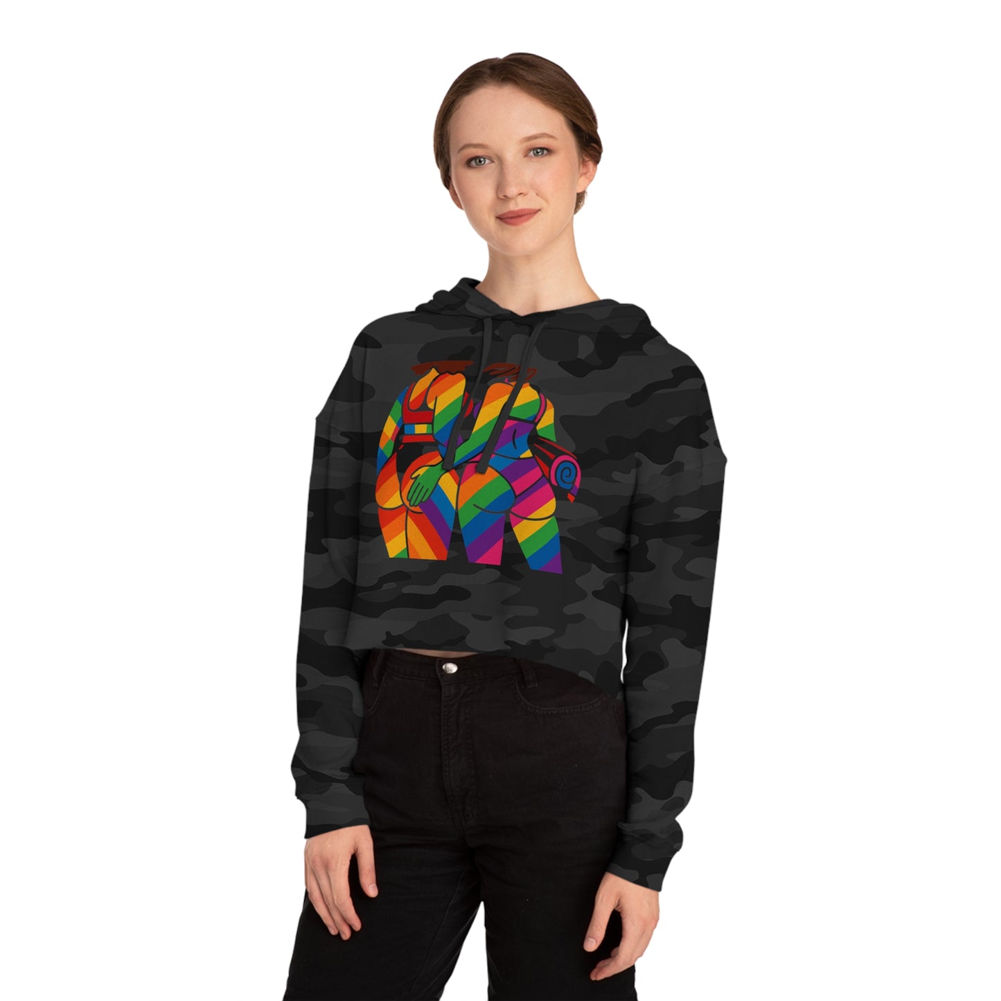 Pride Crop Top Colorful Women’s Cropped Hooded Sweatshirt - Embrace Diversity Design