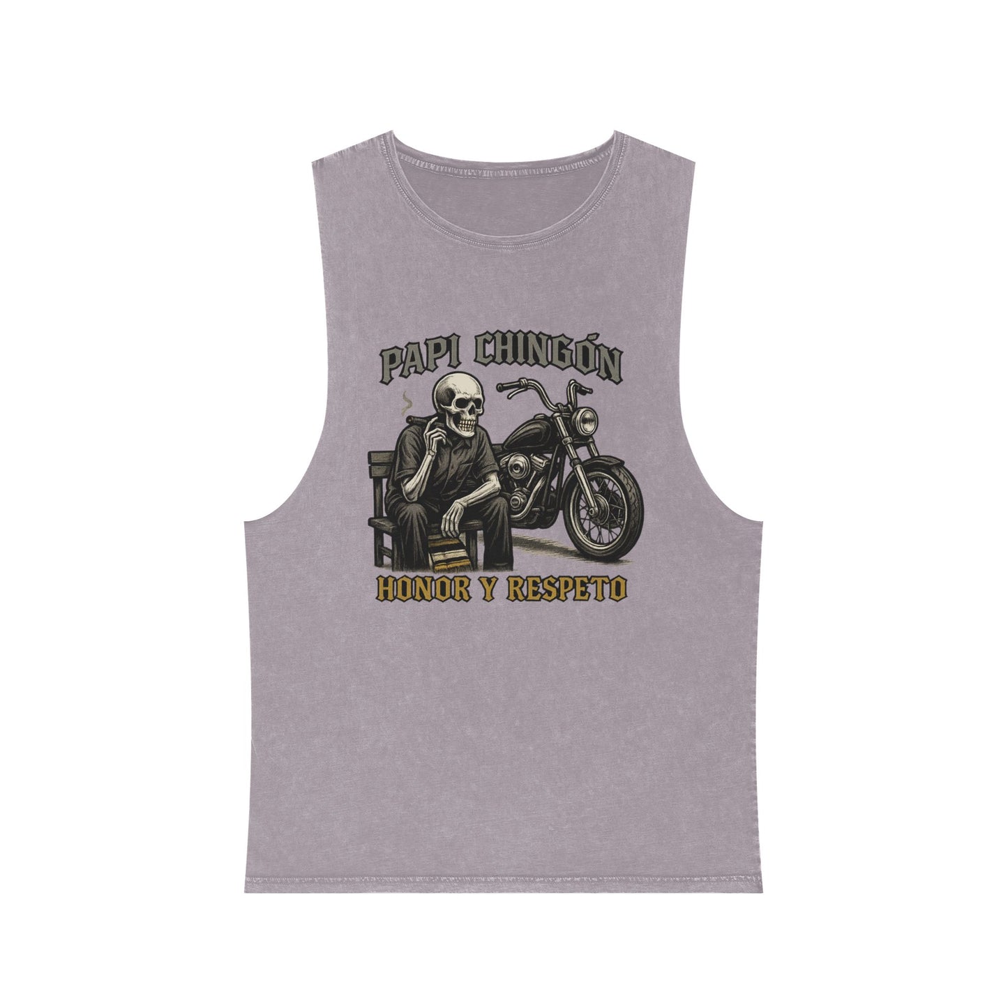 Unisex Stonewash Tank Top - Papi Chingón Skull Design, Casual Summer Wear, Motorcycle Lover Gift, Festival Outfit, Street Style