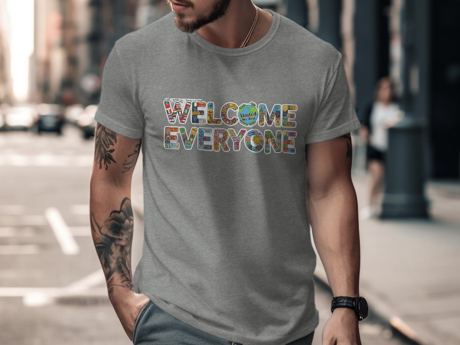 Welcome Everyone Lettered Design T-shirt