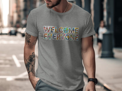 Welcome Everyone Lettered Design T-shirt