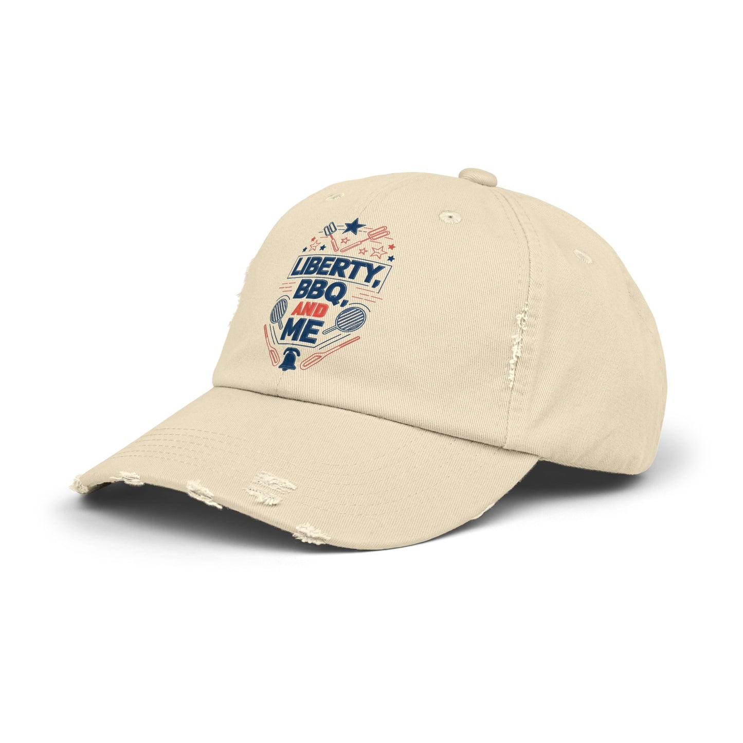 Liberty BBQ Unisex Distressed Cap - Perfect for Summer Grilling and Independence Day Celebrations