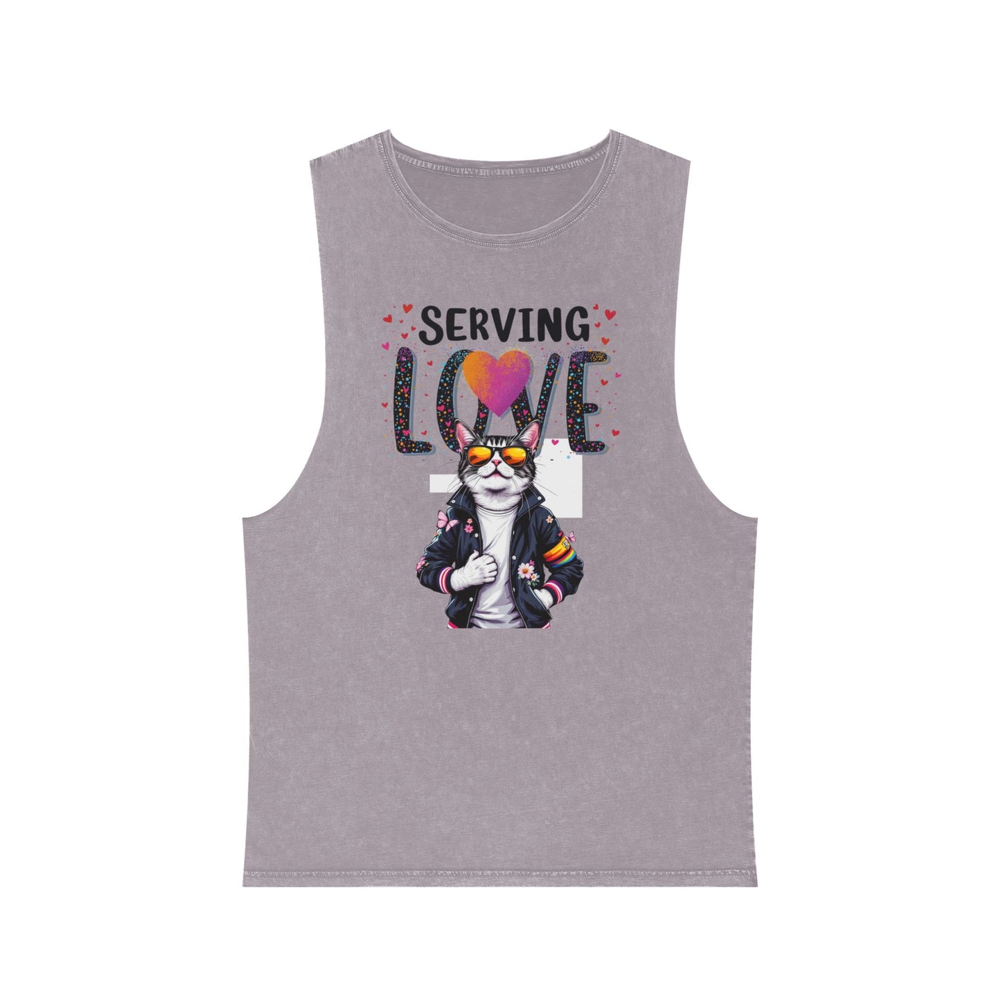Serving Love Unisex Stonewash Tank Top - Trendy Summer Apparel for Warm Days