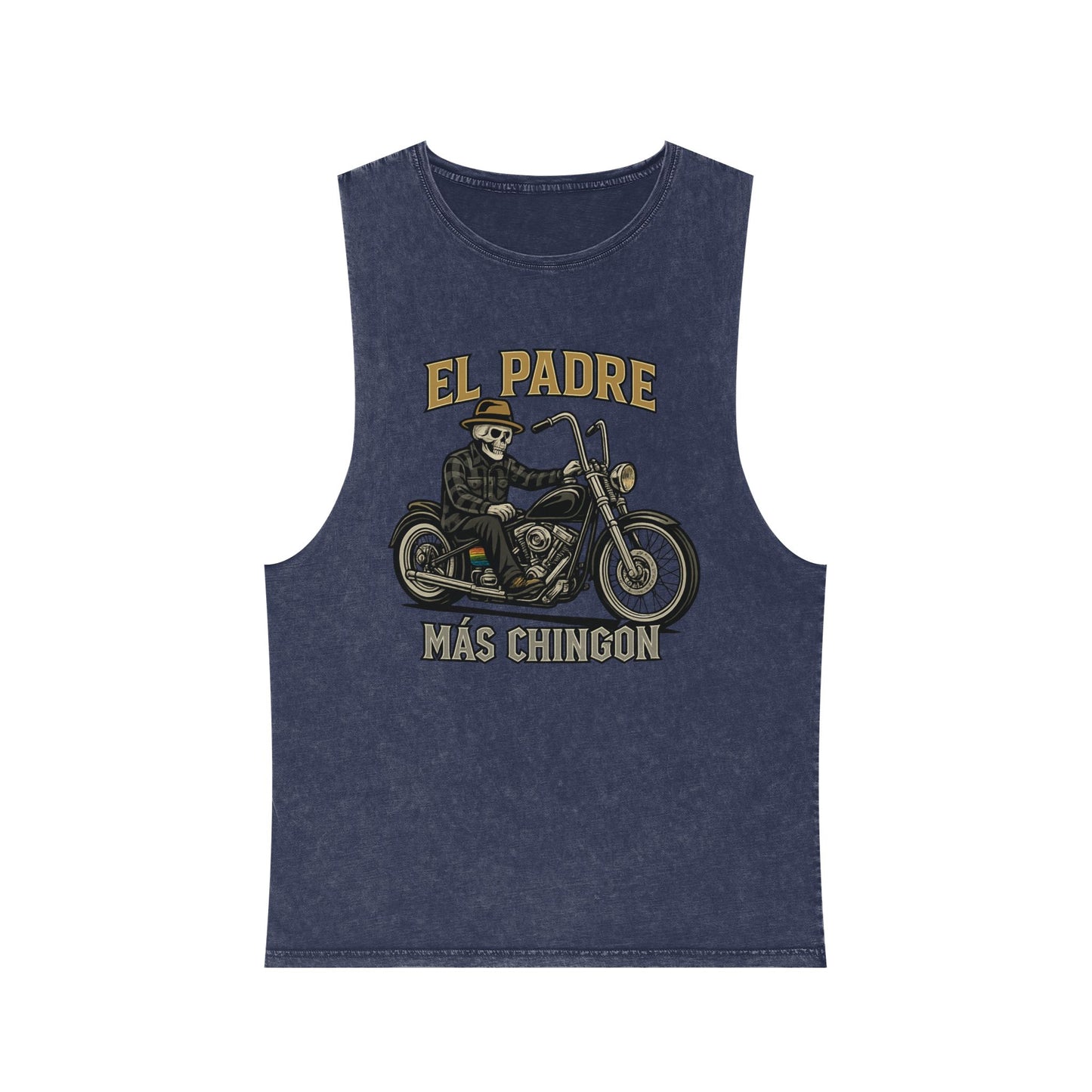 El Padre Más Chingón Stonewash Tank Top | Unisex Summer Apparel, Motorcycle Lover Gift, Casual Wear, Father's Day, Birthday Gift