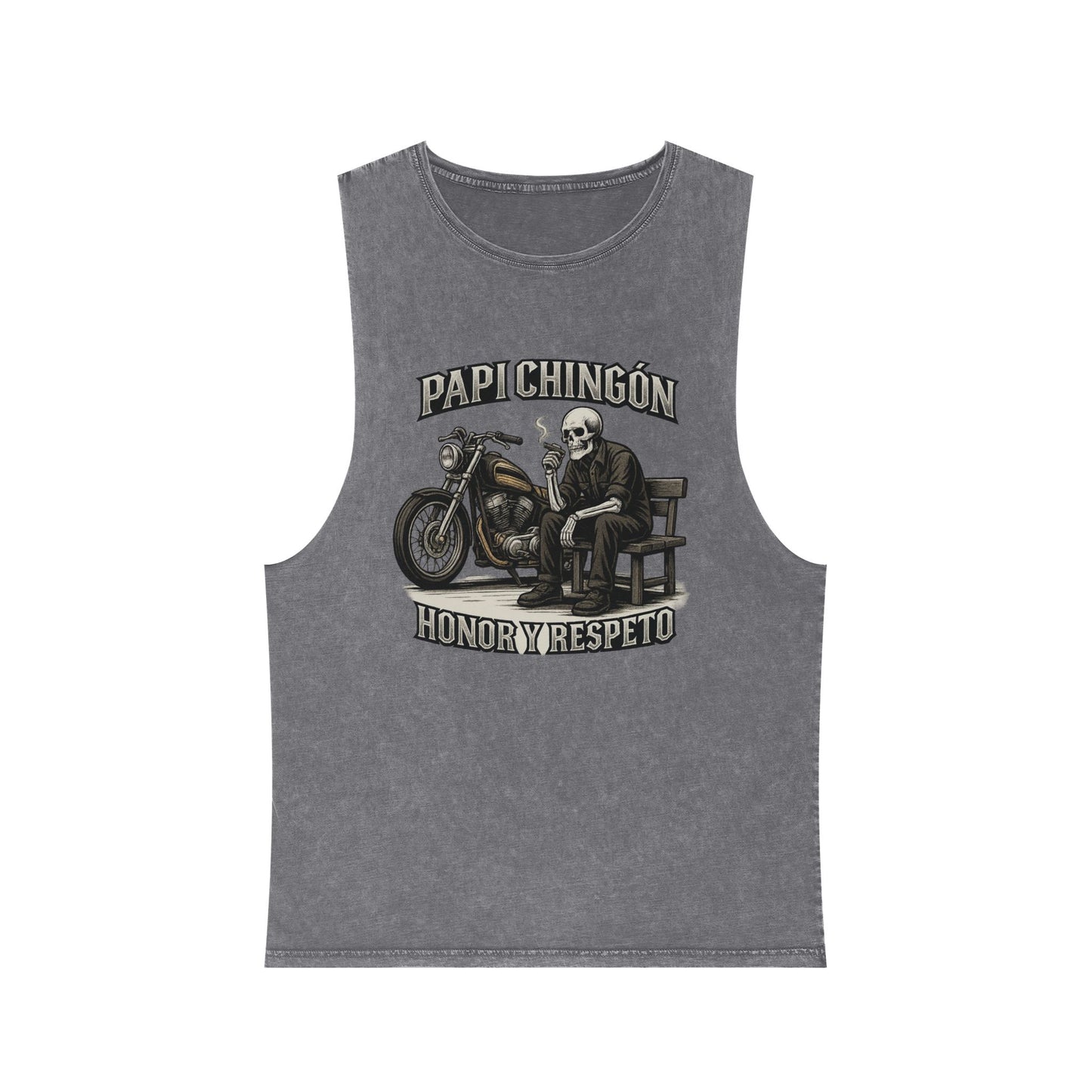 Skull Moto Graphic Tank Top - Papi Chingón, Unisex Summer Apparel, Motorcycle Gift, Festival Wear, Casual Vintage Style