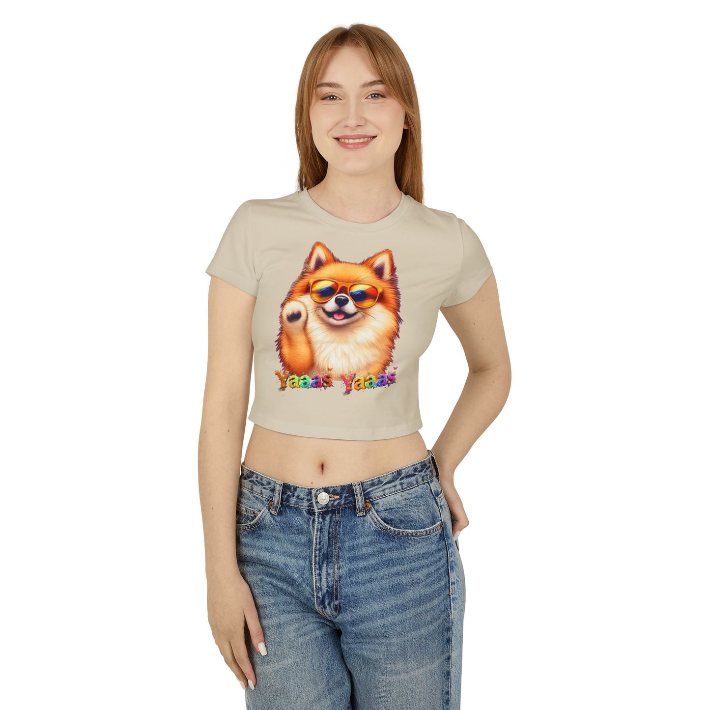 Trendy Women's Baby Tee - 'Yaas Yaas' Pomeranian Design