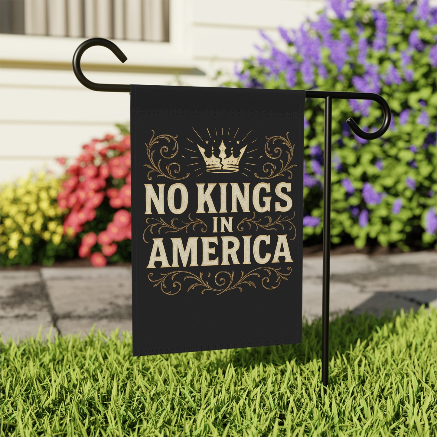 No Kings in America Garden Flag - Patriotic Vintage Banner for Yard & Home