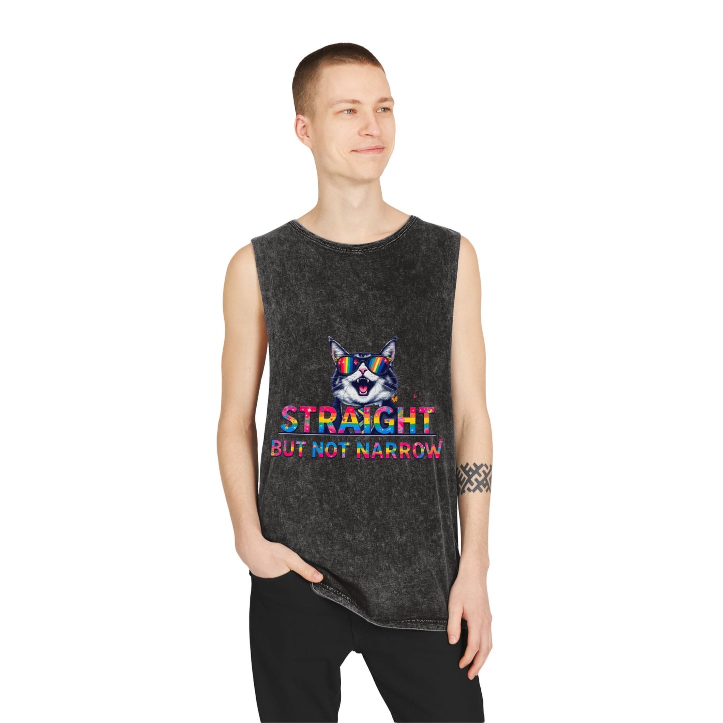Straight But Not Narrow Unisex Stonewash Tank Top - Pride Apparel