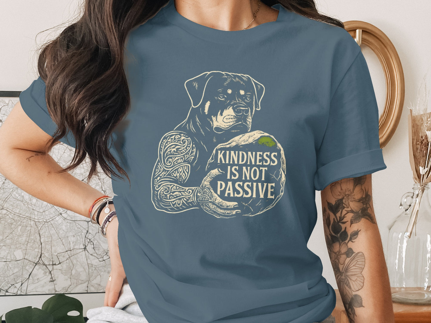 Kindness Is Not Passive Dog Tattoo T-Shirt