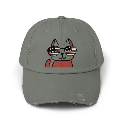 Cat Wearing Cool Sunglasses Graphic Distressed Hat product