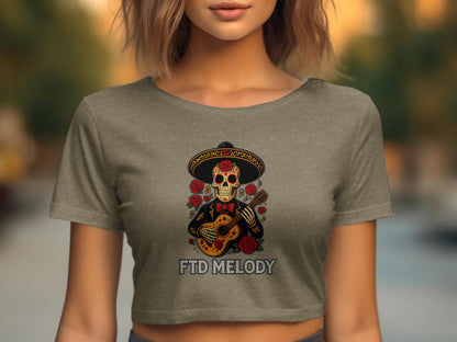 Dia de Los Muertos Skull Brown Crop Top product