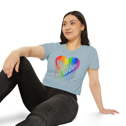 Pride corp top Rainbow Heart Women’s Festival Crop Top - Vibrant and Fun Summer Wear