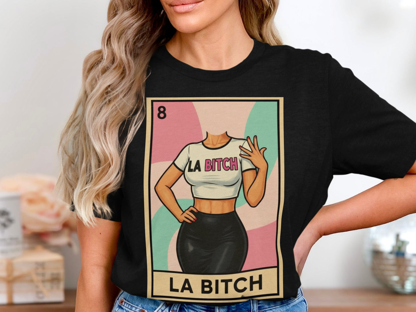 Stylish Graphic Printed La Bitch Black T-shirt product type