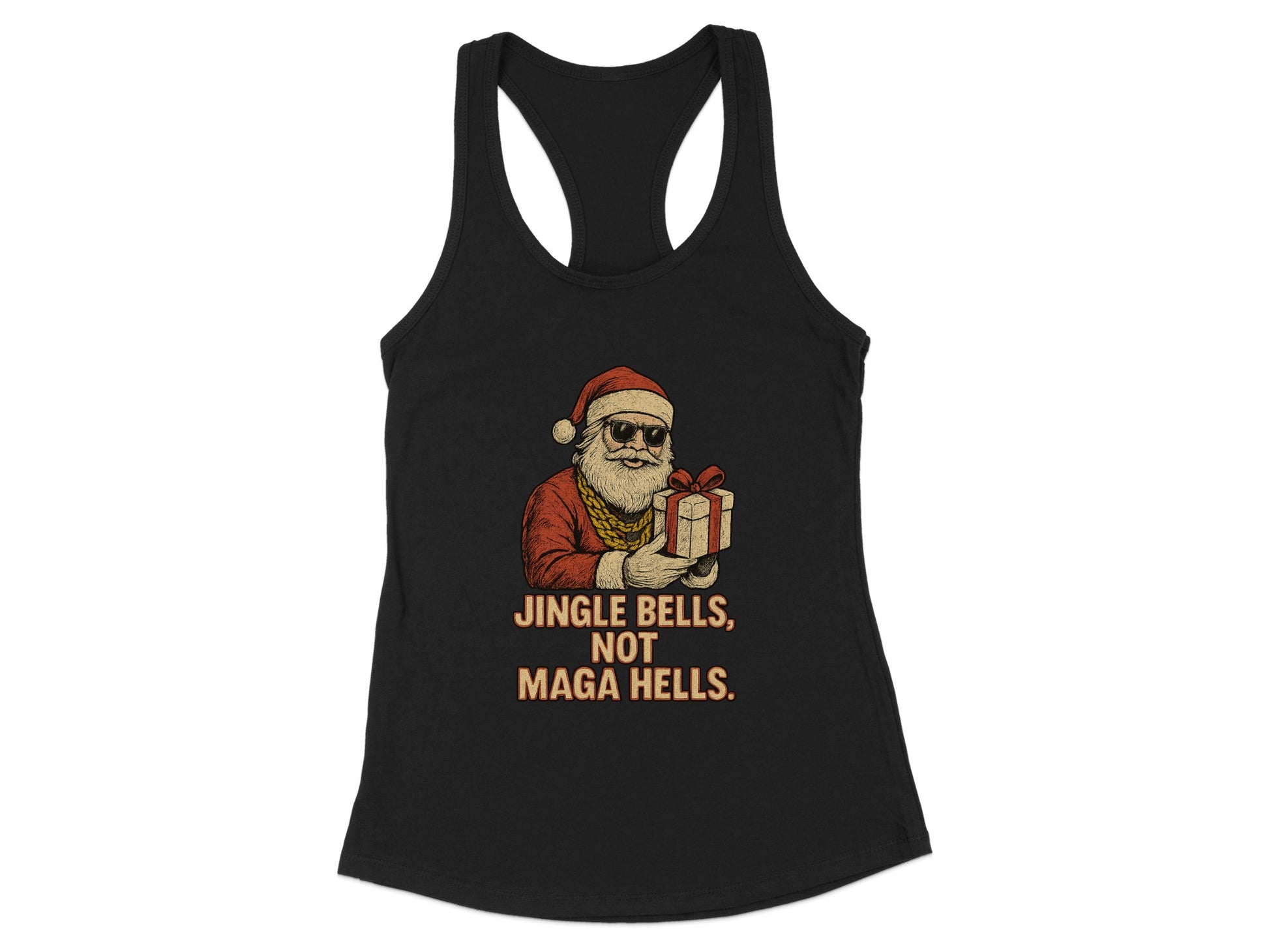 Jingle Bells Not Maga Hells Christmas Tank Top