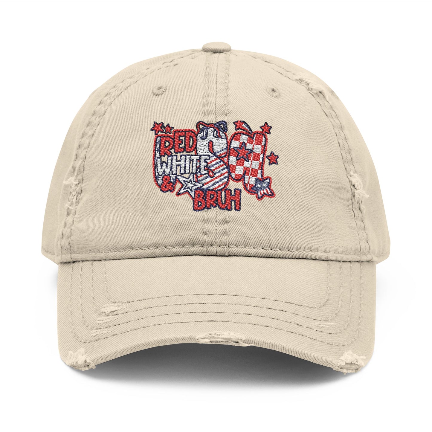 4th of July Hat Distressed Cat Dad Hat with Embroidery | Casual Fashion, Gifts for Cat Lovers, Outdoor Style, Father's Day, Everyday Wear