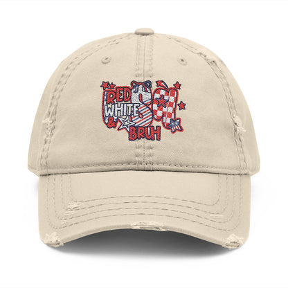 4th of July Hat Distressed Cat Dad Hat with Embroidery | Casual Fashion, Gifts for Cat Lovers, Outdoor Style, Father's Day, Everyday Wear