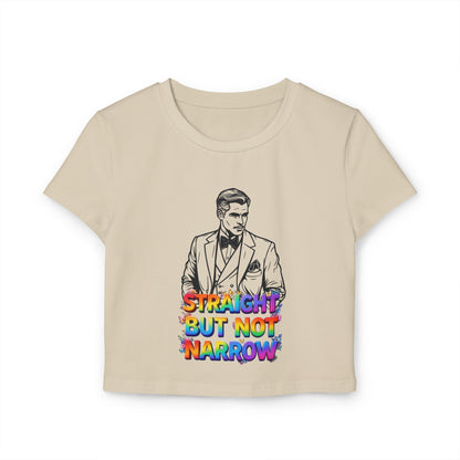 Straight But Not Narrow Women's Baby Tee | Pride Apparel, LGBTQ+ Activism, Casual Wear, Gift for Her, Statement Top