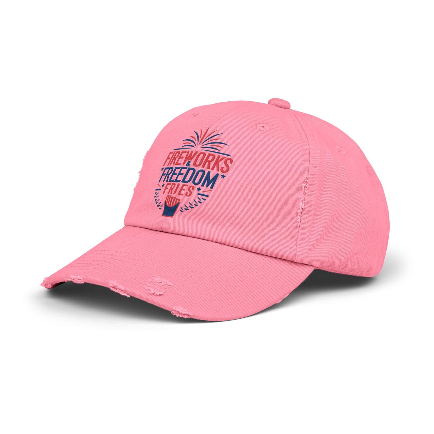 Patriotic Distressed Cap - "Fireworks Freedom Fries"