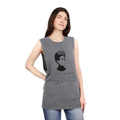 Unisex Stonewash Tank Top - Inspirational Quote Tee, Frida Kahlo Inspired Apparel, Summer Shirt, Boho Fashion, Gift for Art Lovers