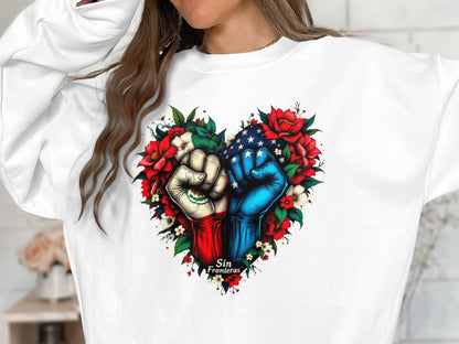 Sin Fronteras Heart Design Graphic Sweatshirt product
