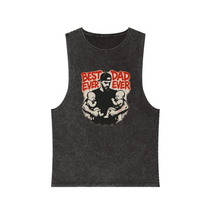 Best Dad Ever Stonewash Tank Top - Father's Day Gift, Dad Apparel, Unisex Summer Wear, Casual Outfit, Family Tank Top