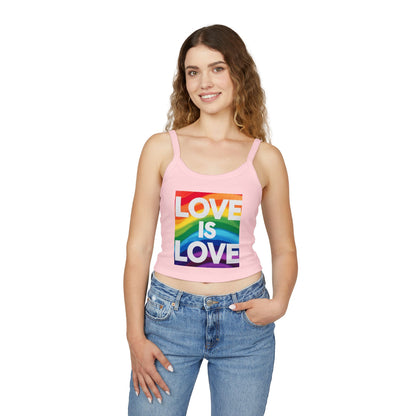 Pride tank top Rainbow Love Is Love Spaghetti Strap Tank Top