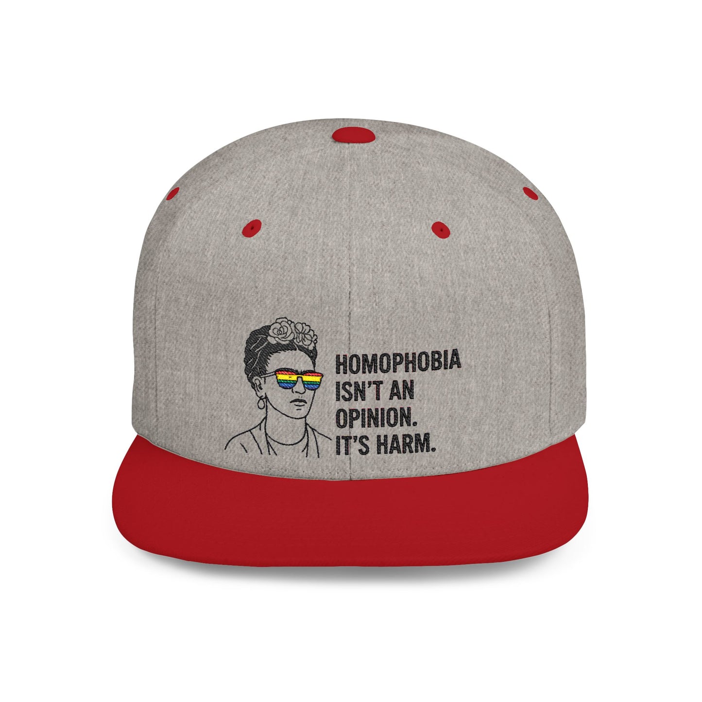 Frida Kahlo-Inspired Flat Bill Snapback Hat | LGBTQ+ Pride Apparel, Statement Cap, Fashion Accessory, Gift for Activists, Casual Wear