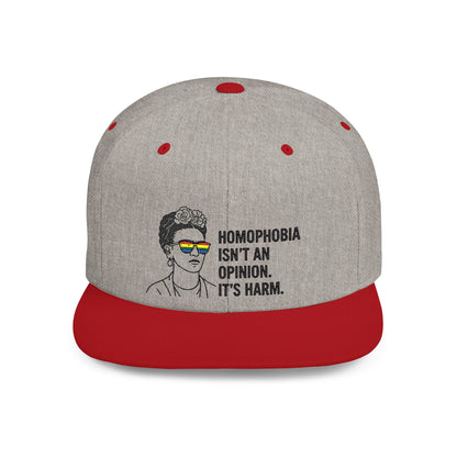 Frida Kahlo-Inspired Flat Bill Snapback Hat | LGBTQ+ Pride Apparel, Statement Cap, Fashion Accessory, Gift for Activists, Casual Wear