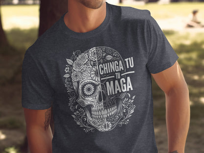 Chinga Tu Maga Skull Graphic Short Sleeve T-Shirt product
