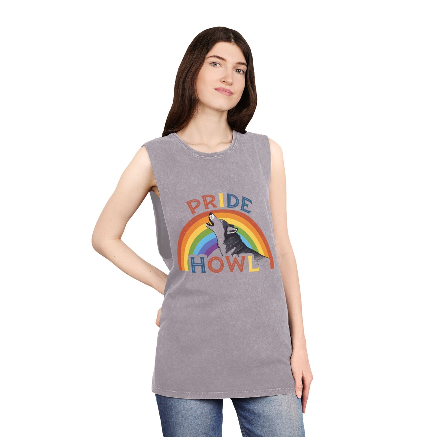 Pride Howl Stonewash Tank Top for Summer Celebrations