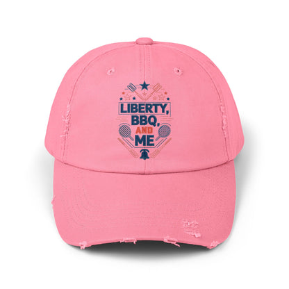 Liberty BBQ Unisex Distressed Cap - Perfect for Summer Grilling and Independence Day Celebrations