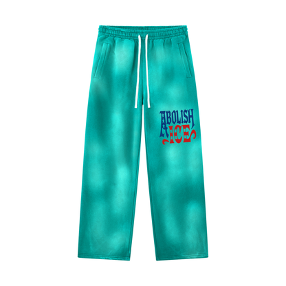 Abolish Ice Unisex Sunfade Wide Leg Fleece Sweatpants