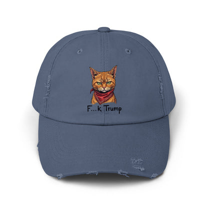 Distressed Baseball Cap with Cat F...k Trump product type