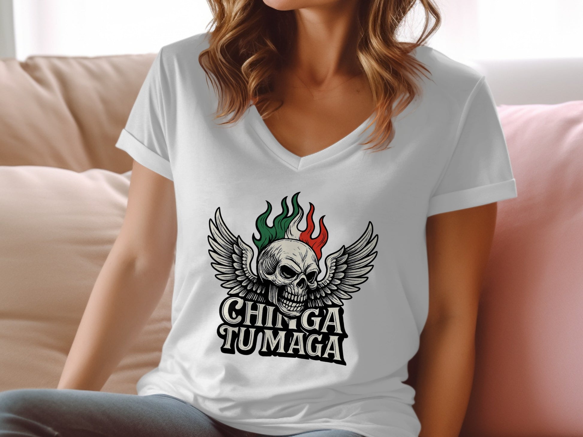 Stylish Skull with Wings Chingón T-Shirt product type