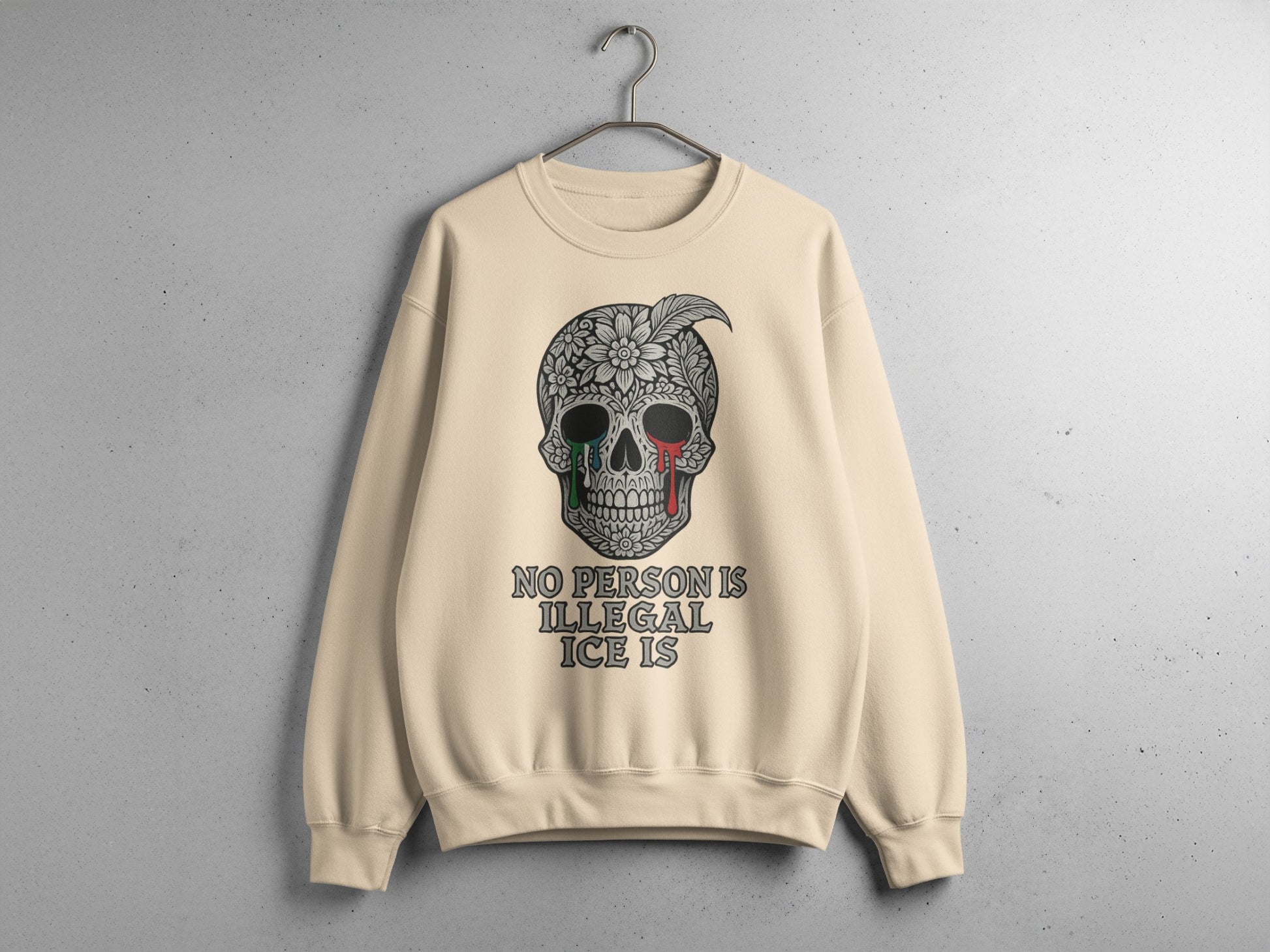 No Persons Is Illegal Ice Is Skull Design Sweater