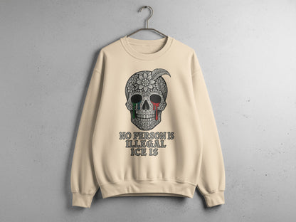 No Persons Is Illegal Ice Is Skull Design Sweater