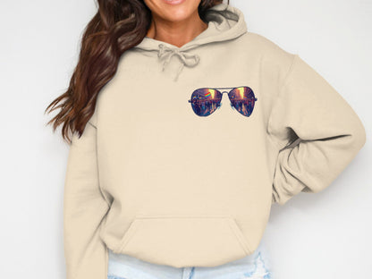 Trendy Sunglasses Design Beige Hoodie product