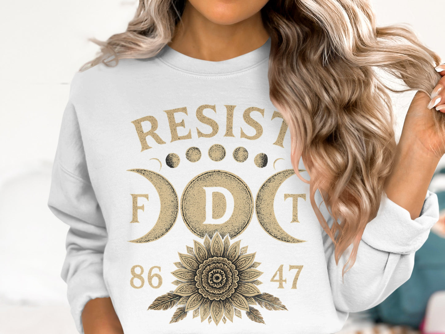 Resist Moon Phases Sunflower Design Sweatshirt product type