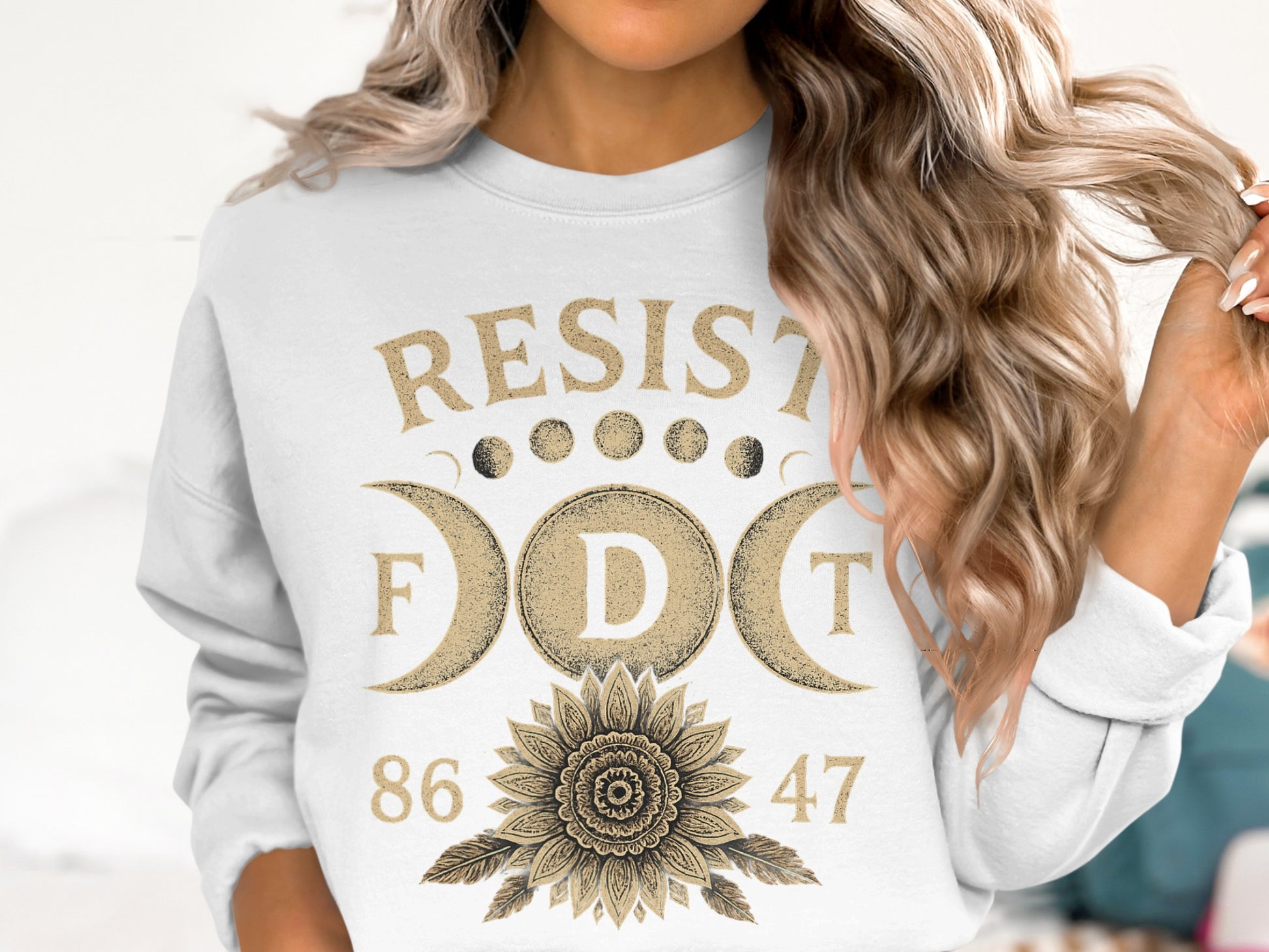 Resist Moon Phases Sunflower Design Sweatshirt product type