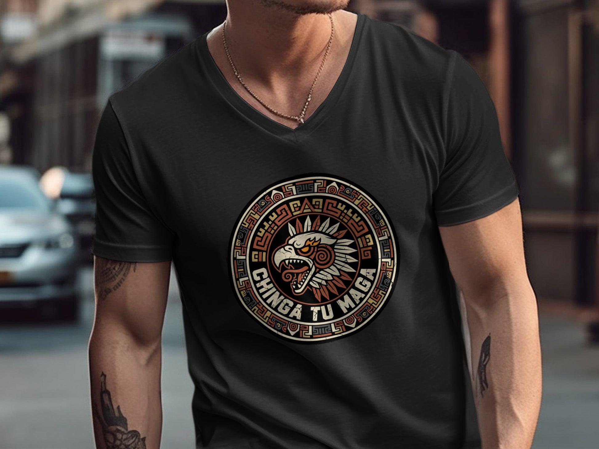 Aztec Warrior Chinga Tu Madre Graphic Tee product