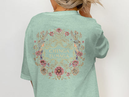 Chinga Tu Maga Floral Decorated Tee Shirt