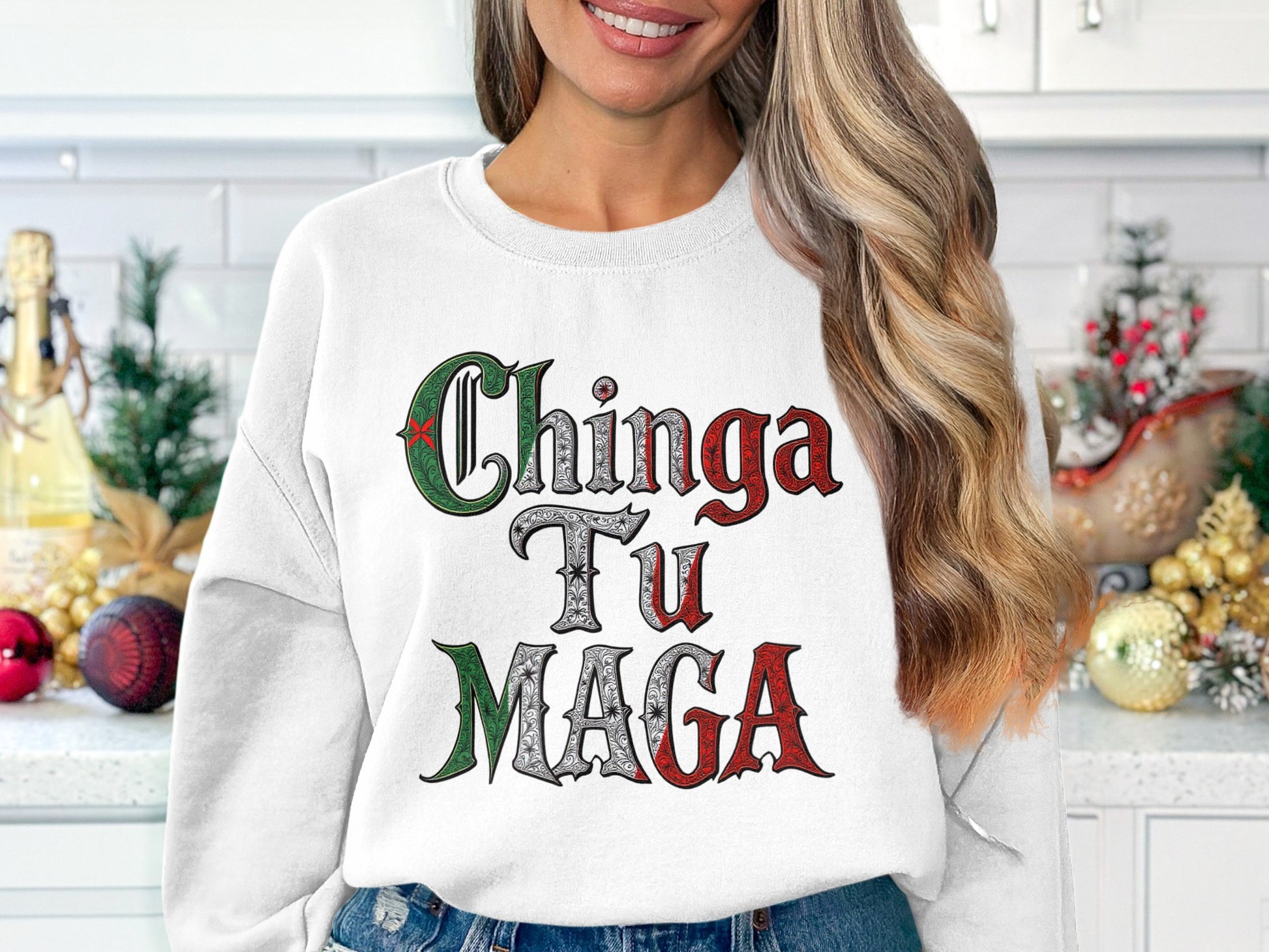 Festive Chinga Tu Maga Holiday Sweatshirt product