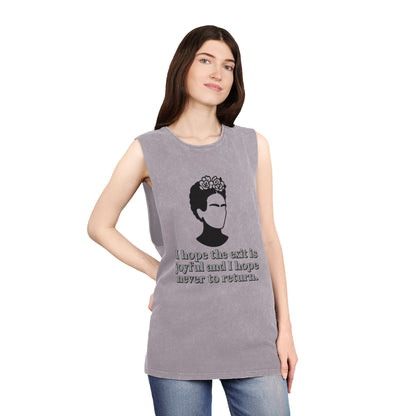 Unisex Stonewash Tank Top - Inspirational Quote Tee, Frida Kahlo Inspired Apparel, Summer Shirt, Boho Fashion, Gift for Art Lovers