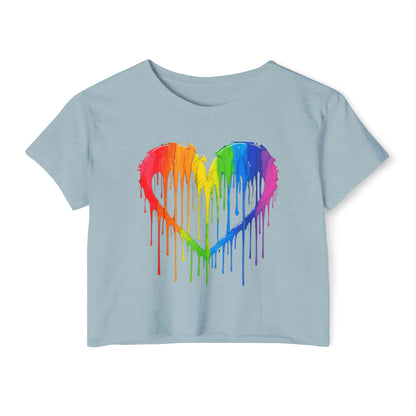Pride corp top Rainbow Heart Women’s Festival Crop Top - Vibrant and Fun Summer Wear