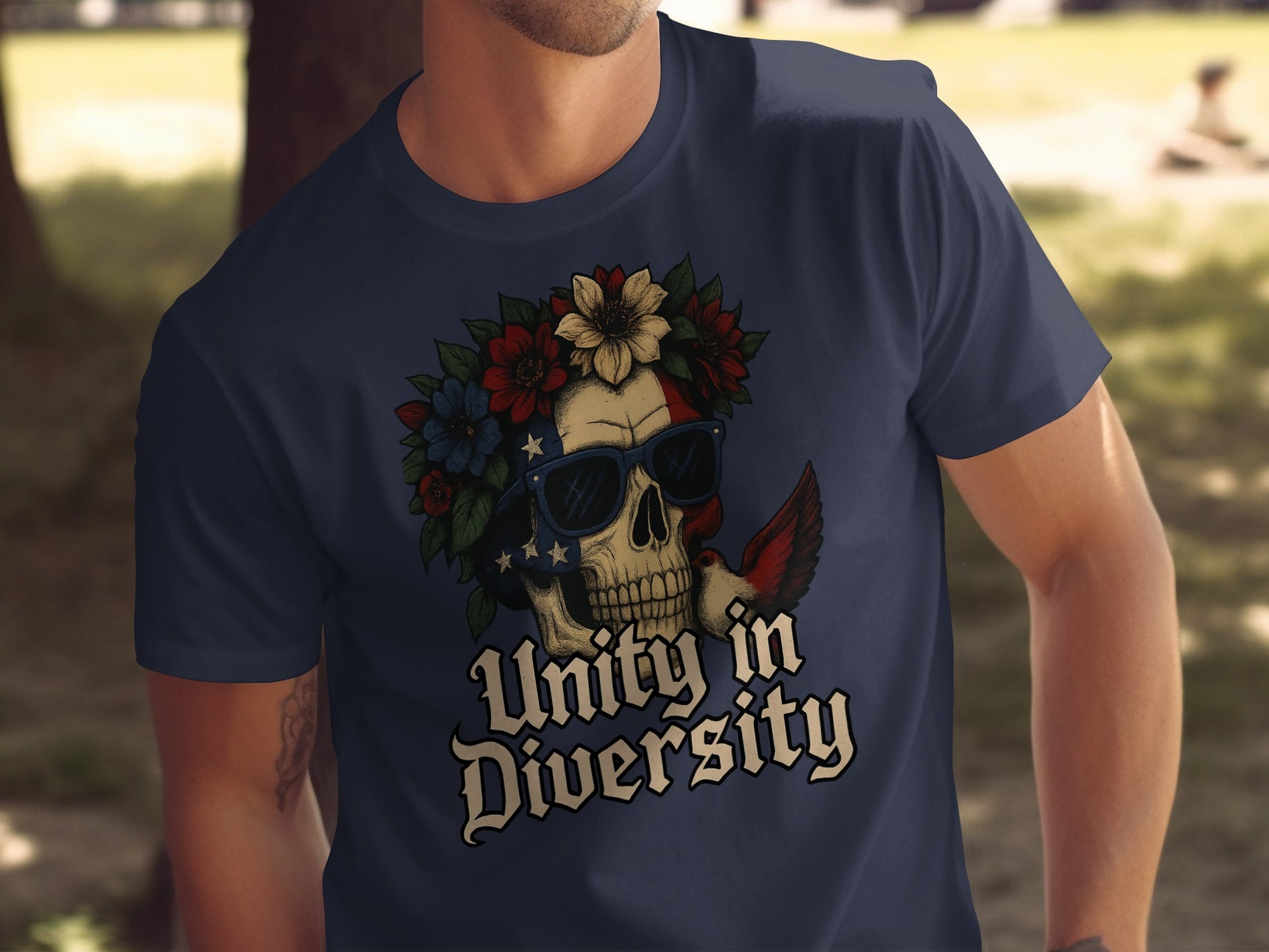 Unity in Diversity Skull with Flowers T-Shirt