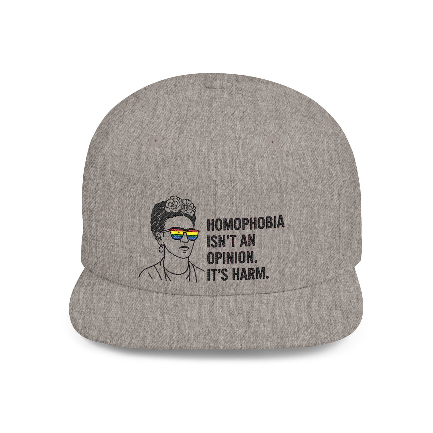 Frida Kahlo-Inspired Flat Bill Snapback Hat | LGBTQ+ Pride Apparel, Statement Cap, Fashion Accessory, Gift for Activists, Casual Wear